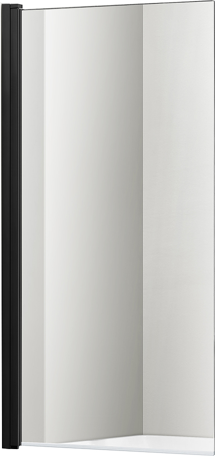 AQ DEL SBA 08015BL Шторка на ванну AQUATEK, одноэлементная, поворотная 800X1500 профиль черный, стекло прозрачное